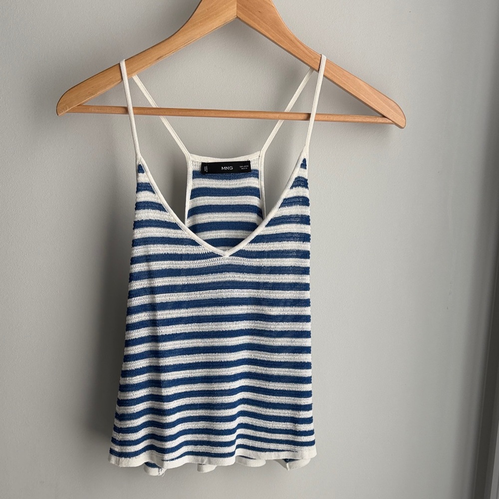 Mango Blue and White Striped Camisole